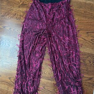 Pink and Black Textured Pants